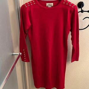 Red sweater dress